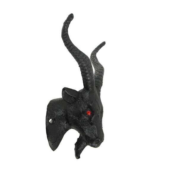 Set of 2 Black Cast Iron Baphomet Wall Hooks Home Décor - Picture 3 of 7